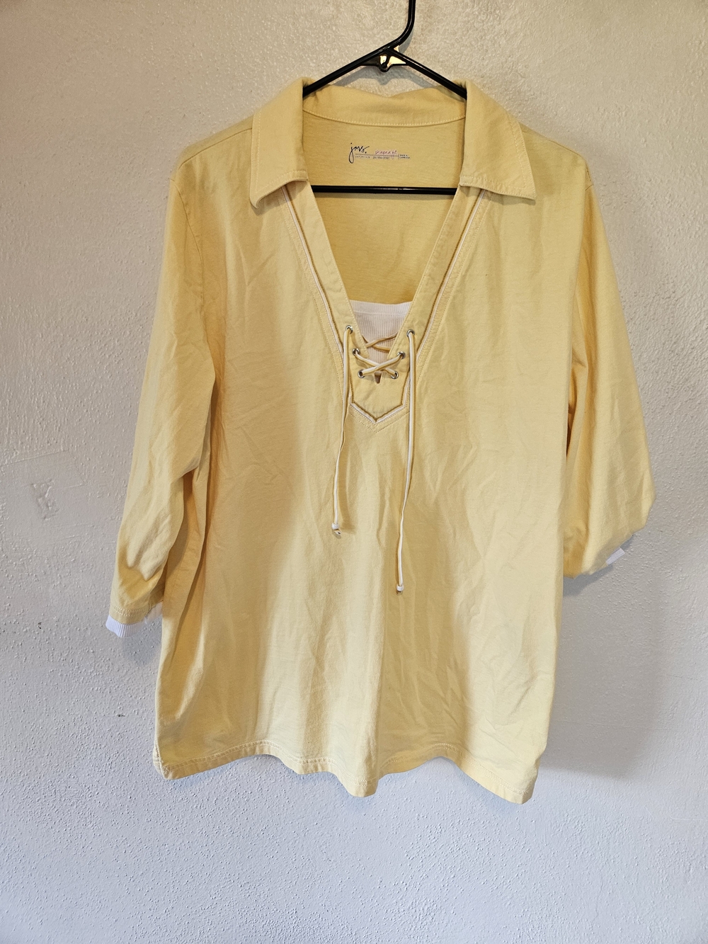 Jockey Pale Yellow Lace-Up Collared Women's Tunic